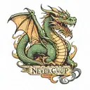 dragon never give up tattoo design idea