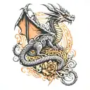 dragon never give up tattoo design idea
