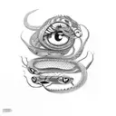 A pair of eyes with a cobra slithering around them, symbolizing resilience and never giving up tattoo design idea