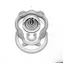 A pair of eyes with a cobra slithering around them, symbolizing resilience and never giving up tattoo design idea