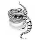 A pair of eyes with a cobra slithering around them, symbolizing resilience and never giving up tattoo design idea