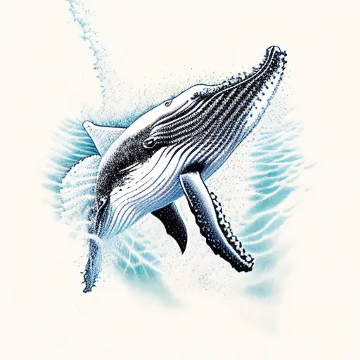 humpback whale swimming with a shadow tattoo design idea