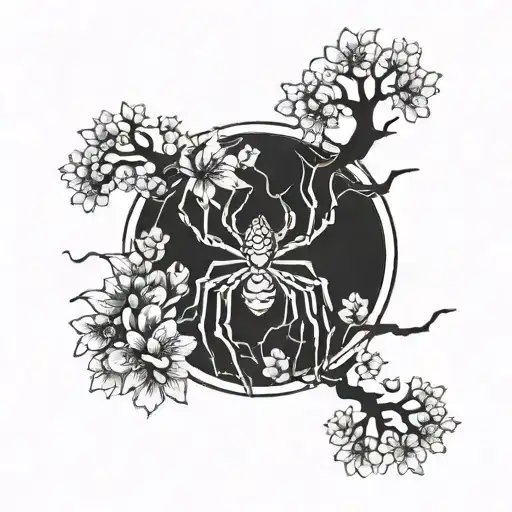spider sakura tree on the neck tattoo tattoo design idea