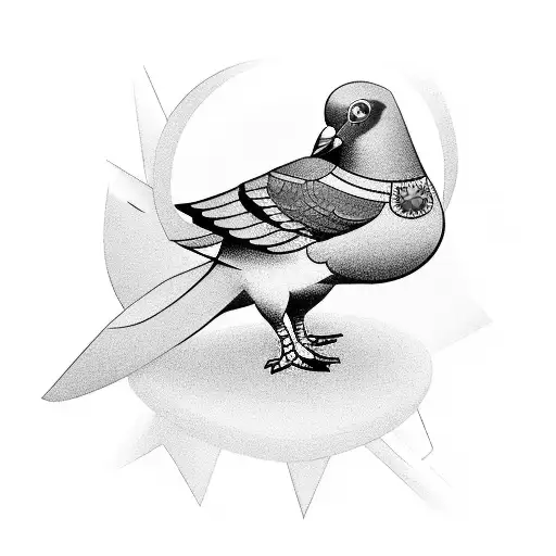 cartoon pigeon blacksmithing  tattoo design idea