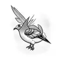 cartoon pigeon blacksmithing  tattoo design idea