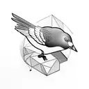 cartoon pigeon blacksmithing  tattoo design idea
