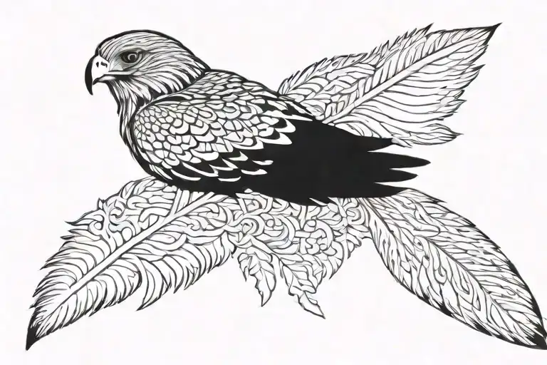red tail hawk feather  tattoo design idea