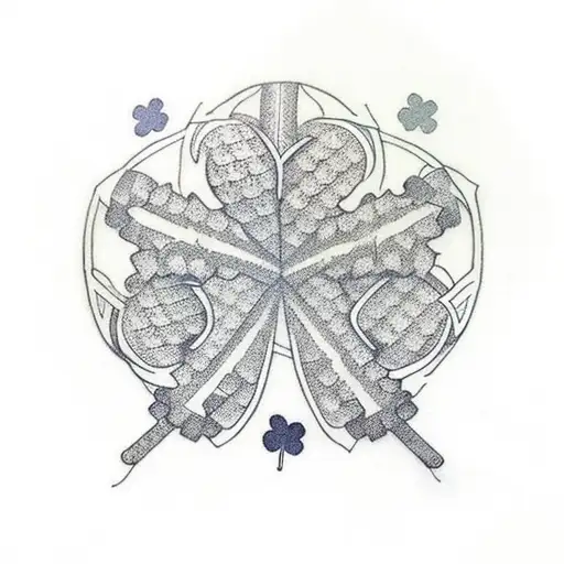 5 leaf Clover with Pentagramm  tattoo design idea