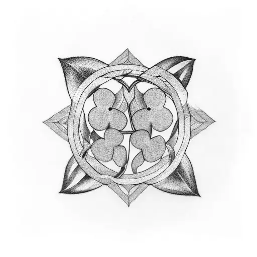 5 leaf Clover with Pentagramm in it tattoo design idea