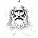 diogenes the philosopher holding a lantern, close up of his face and hand with lantern  tattoo design idea
