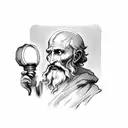 diogenes the philosopher holding a lantern, close up of his face and hand with lantern  tattoo design idea