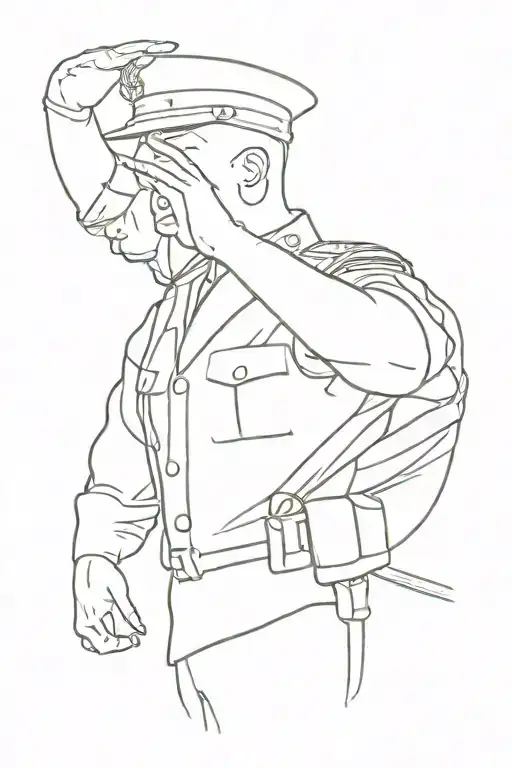 marine soldier saluting cros 3 noad tattoo design idea