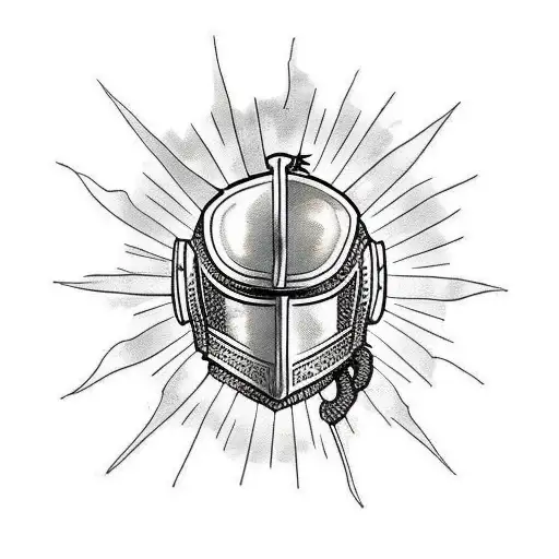 Golden Armor Knight in front of the sun tattoo design idea
