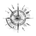 clock made of a sun, with Roman numerals and a moon in it tattoo design idea