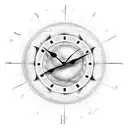 clock made of a sun, with Roman numerals and a moon in it tattoo design idea