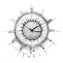clock made of a sun, with Roman numerals and a moon in it tattoo design idea