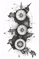 Compass, map of New Zealand, Cartographers table background, Antarctica, RNZAF tattoo design idea