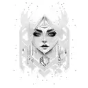 Woman with crystals and a moon tattoo design idea