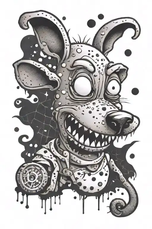 A tattoo design inspired by Courage the Cowardly Dog in a dotwork style tattoo design idea