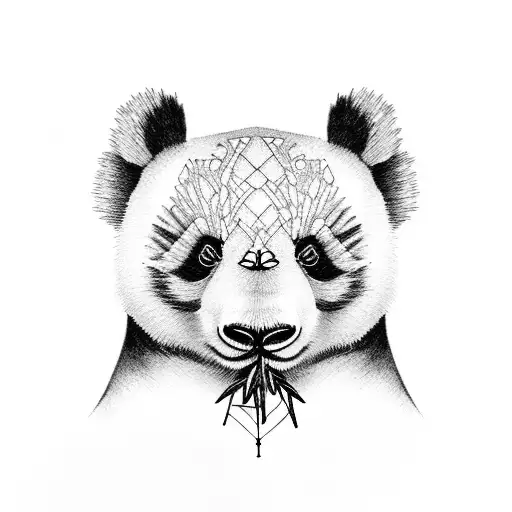 panda eating bamboo tattoo design idea