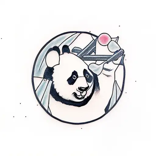 panda eating bamboo tattoo design idea