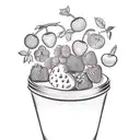 Jam jar overflowing with colorful fruit tattoo design idea