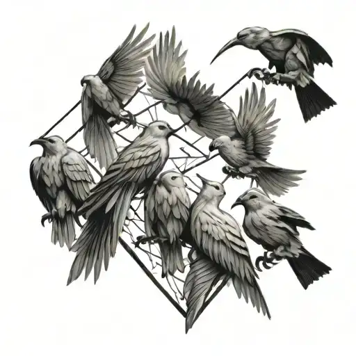 flock of kite birds tattoo design idea