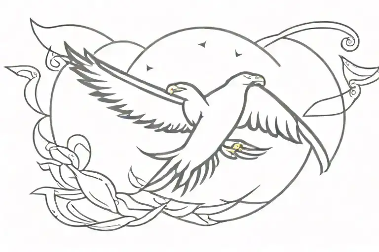 eagle and sun symbol tattoo design idea
