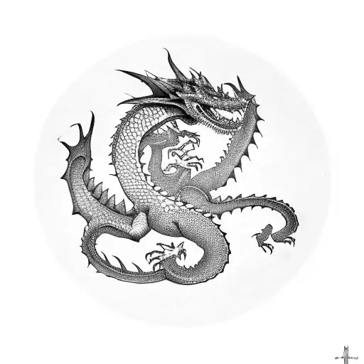 dragones chinos entrelazados tattoo design idea