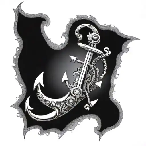 large paisley pattern with anchor and goonies never say tattoo design idea