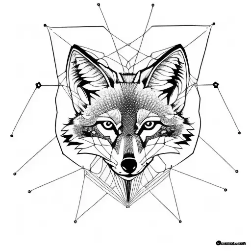 coyote with circuitry around it tattoo design idea