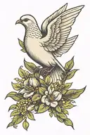 999 tattoo with dove carrying olive branch tattoo design idea