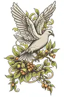 999 tattoo with dove carrying olive branch tattoo design idea