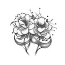 A pair of scissors intertwined with blooming flowers tattoo design idea