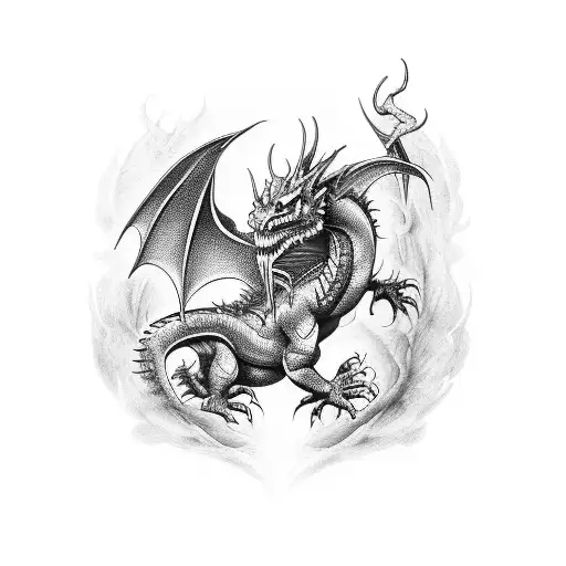 demonic dead dragon tattoo design idea