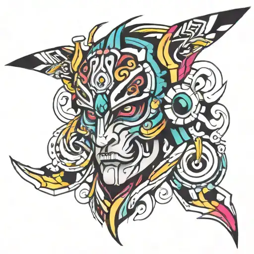 cyber tribal tattoo design idea