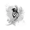 "MCSB" over angry magpie tattoo design idea