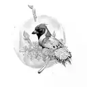 "MCSB" over angry magpie tattoo design idea