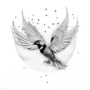 "MCSB" over angry magpie tattoo design idea