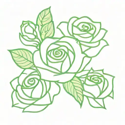 4 roses in a green leaves tattoo design idea