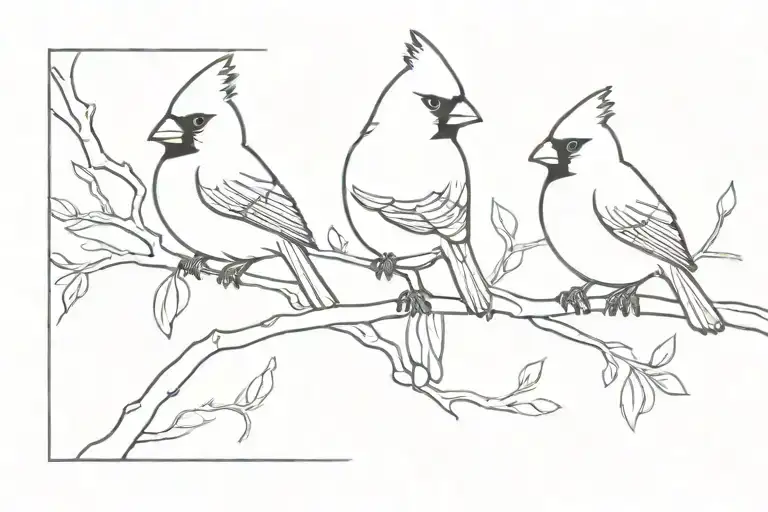 two cardinals sitting on a branch tattoo design idea