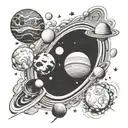 the solar system planets getting pulled to a black hole  tattoo design idea