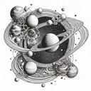 the solar system planets getting pulled to a black hole  tattoo design idea