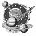 the solar system planets getting pulled to a black hole  tattoo design idea