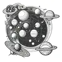 the solar system planets getting pulled to a black hole  tattoo design idea