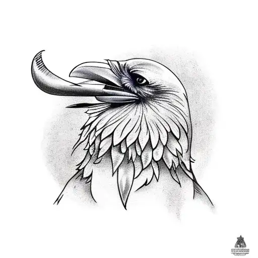 Raven with it's left claw raised tattoo design idea