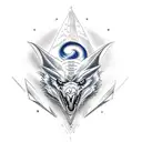 balanced good and evil surrounded by a raven, dragon, and wolf  tattoo design idea