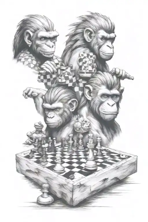 Croatia, chess, donuts, monkeys, onepiece tattoo design idea