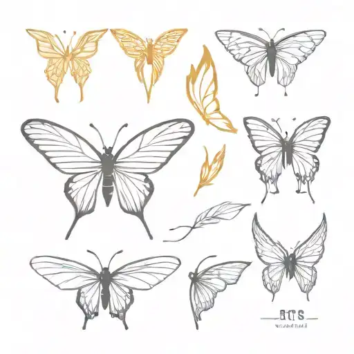 Combine BTS logo with butterfly wings in a minimalist style tattoo design idea