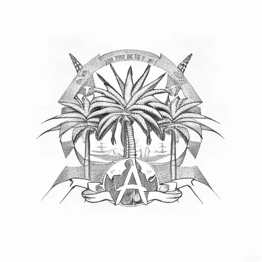 Afrika Corp Palm Tree with 4th Infantry Division Patch tattoo design idea